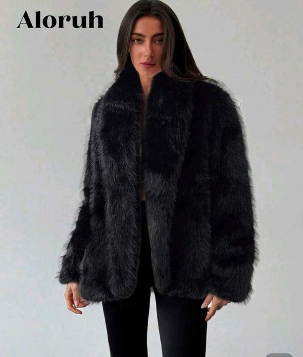 Дамско палто с косъм