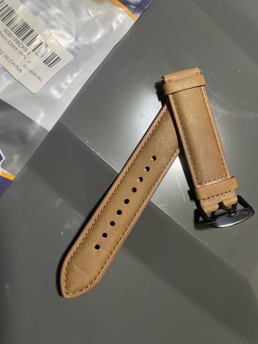 Curea ceas din piele - Oumida (20mm/22mm), maro deschis, nouă