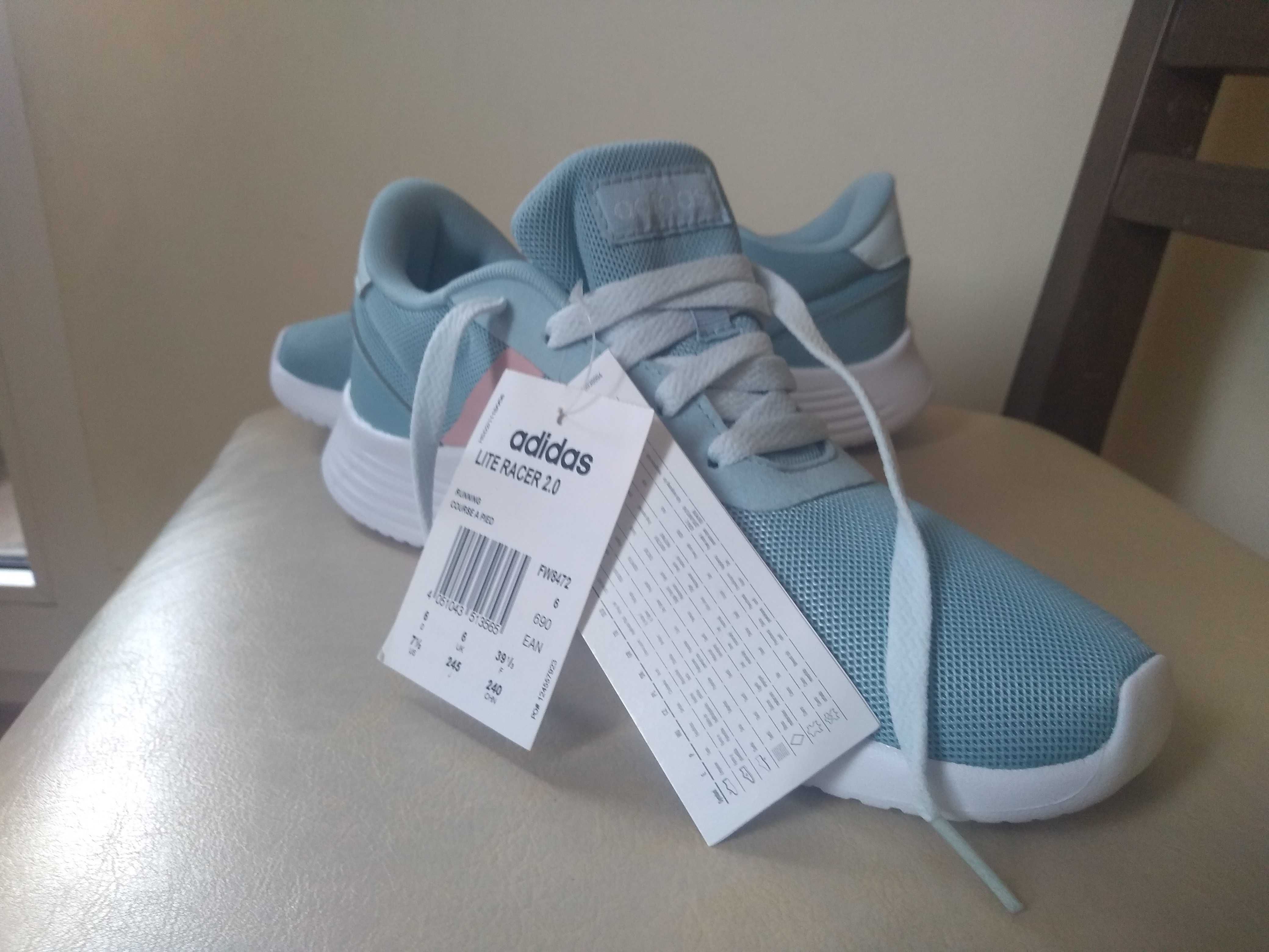 Оригинални Нови Adidas Lite Racer маратонки,номер 39 1/3, UK 6