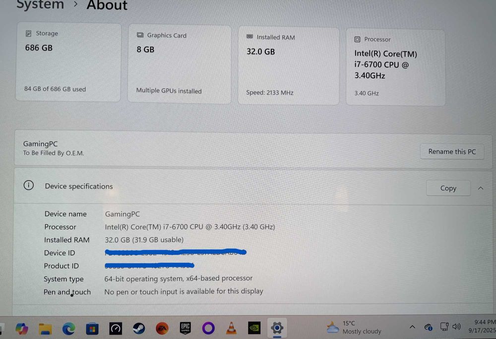 Sistem Multimedia si Gaming PC Intel I7-6700, GTX 1070 8GB, 32 GB DDR4