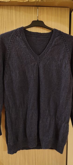 Pulover lana alpaca 100% lucrat manual stare foarte bună L-XL