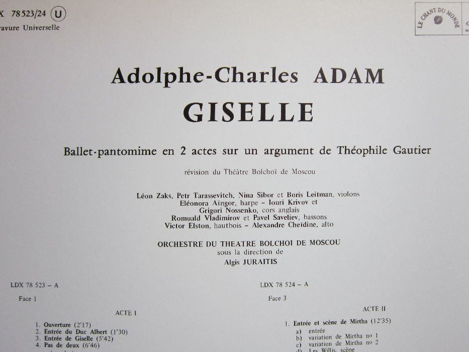 vinil Adam-"Giselle"-Bolsoi Moscova-Algis Juraitis -un cadou inedit