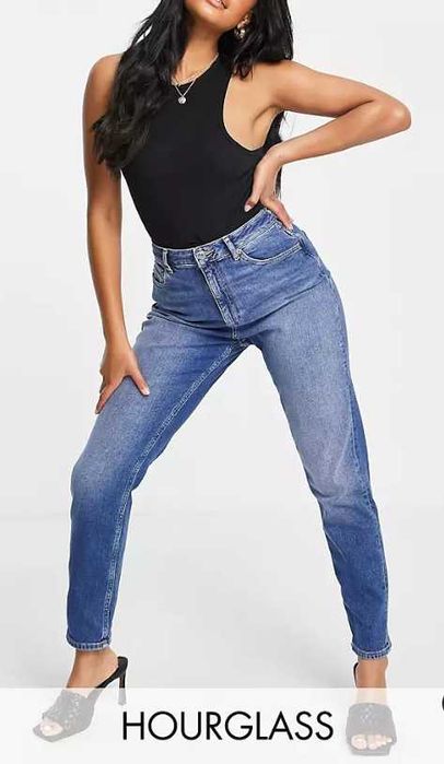 Blugi mom talie inalta model clepsidra Asos