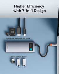 Baseus UCB C Hub 7в1, 4к60Гц, USB3.0, 5Gb/s