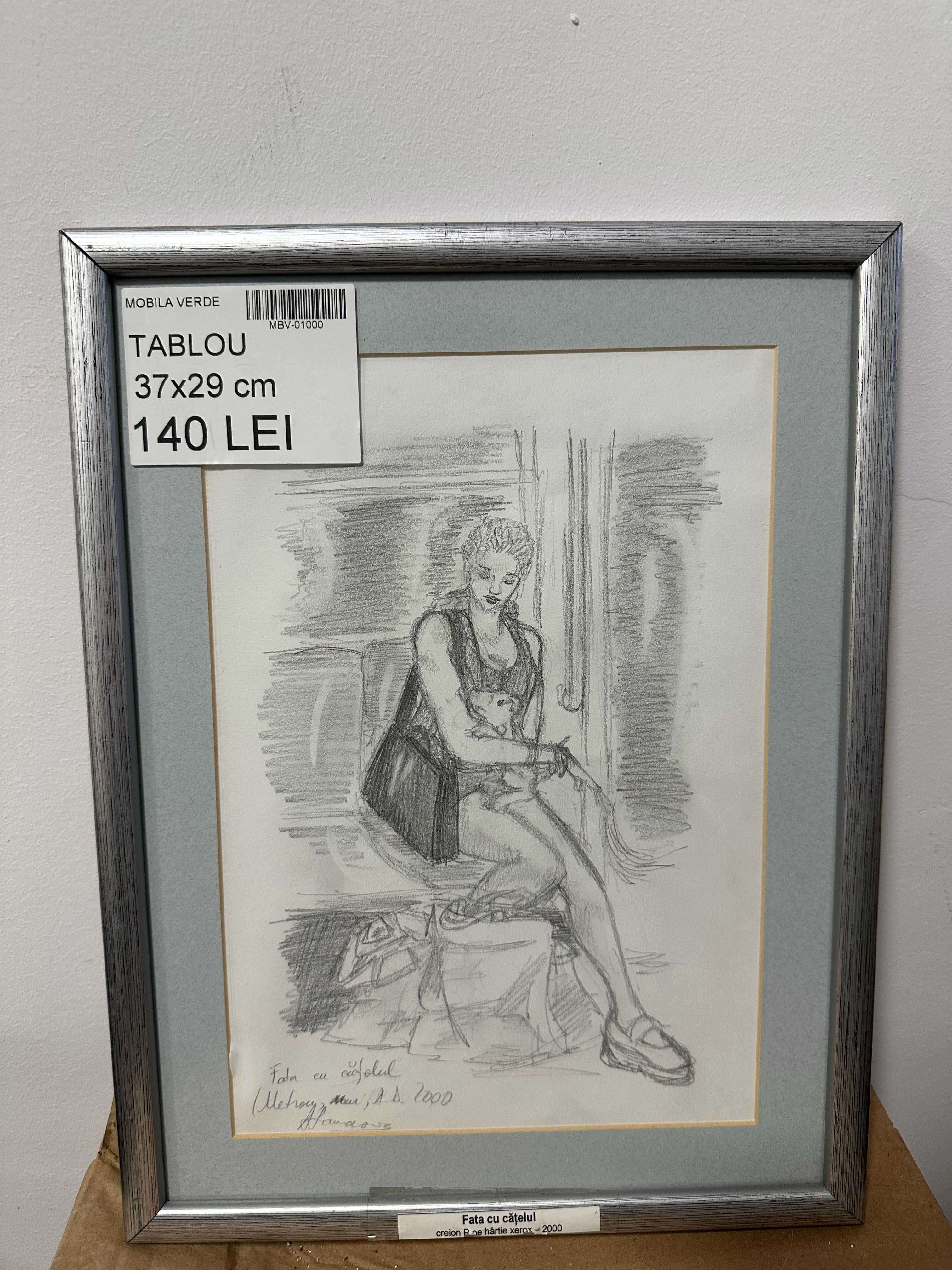 8 buc Tablou Vintage; Tablou cu rama; Tablou diverse picturi in creion
