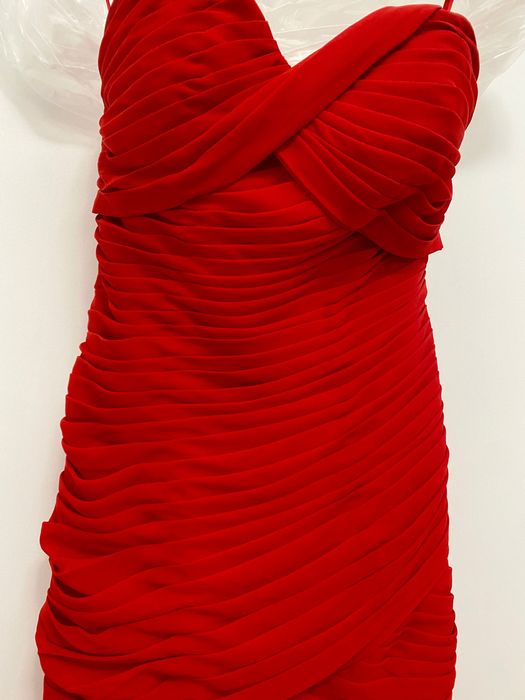 Rochie lunga rosie de nasa, domnisoara de onoare, bal, cu trena