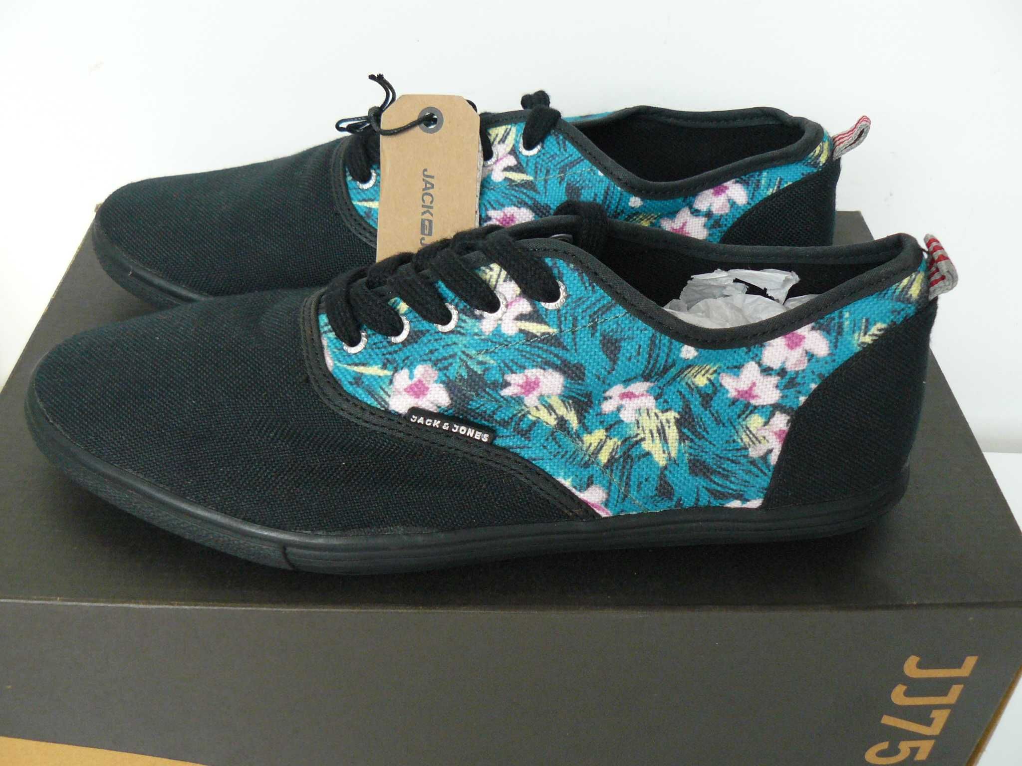 Tenisi Barbati JACK & JONES U.K. Noi In Cutie,Negru Cu Green Floral