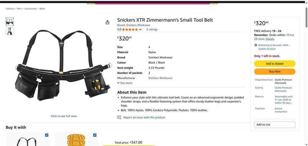 колан за инструменти с презрамки snickers xtr 9790 cordura яке M/48-54