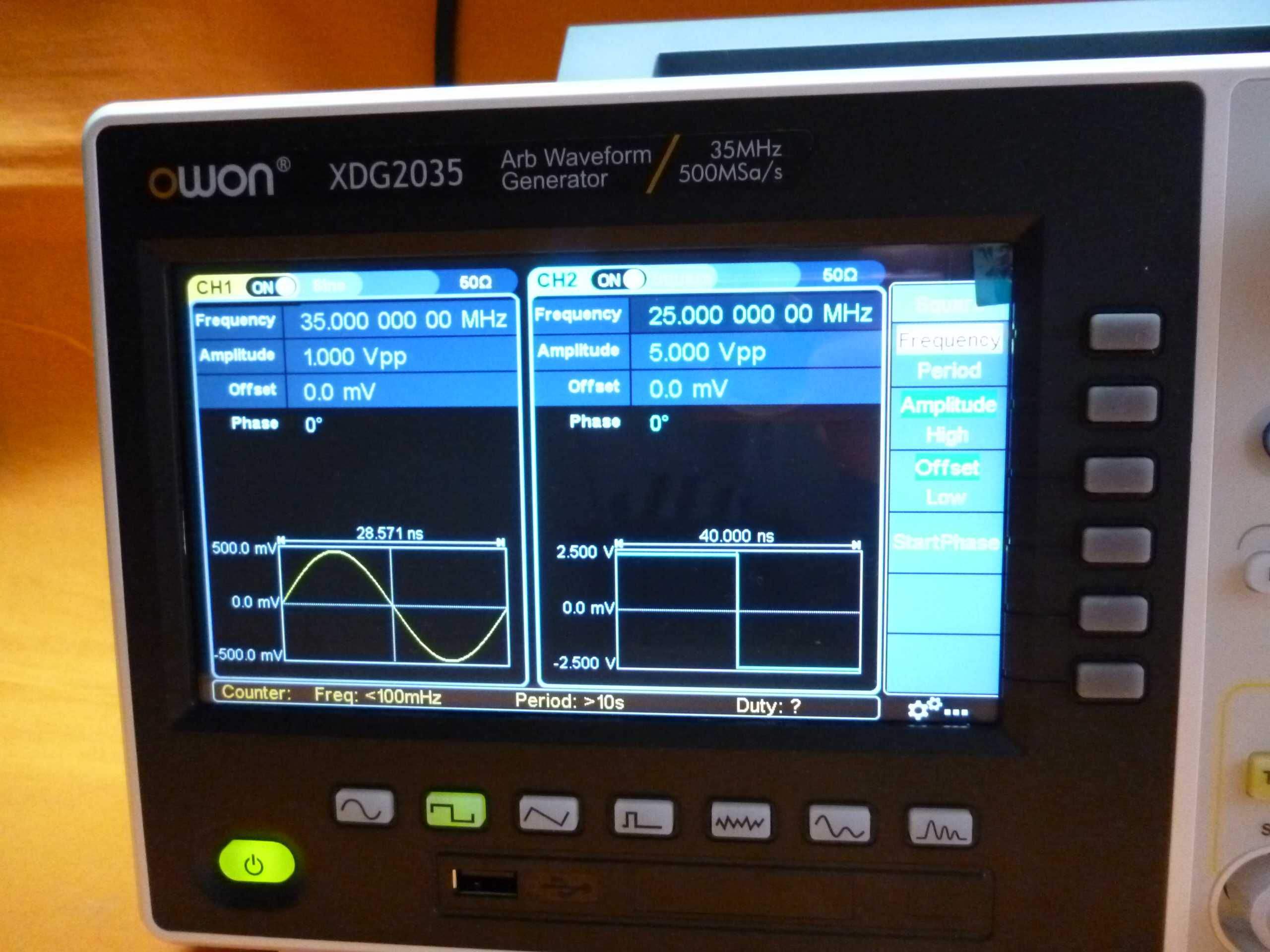 OWON XDG2035 generator frecventa semnale functii  2 canale de 35Mhz