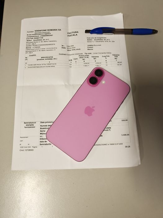 iPhone 16 Plus Pink Factura Vodafone 10.2026