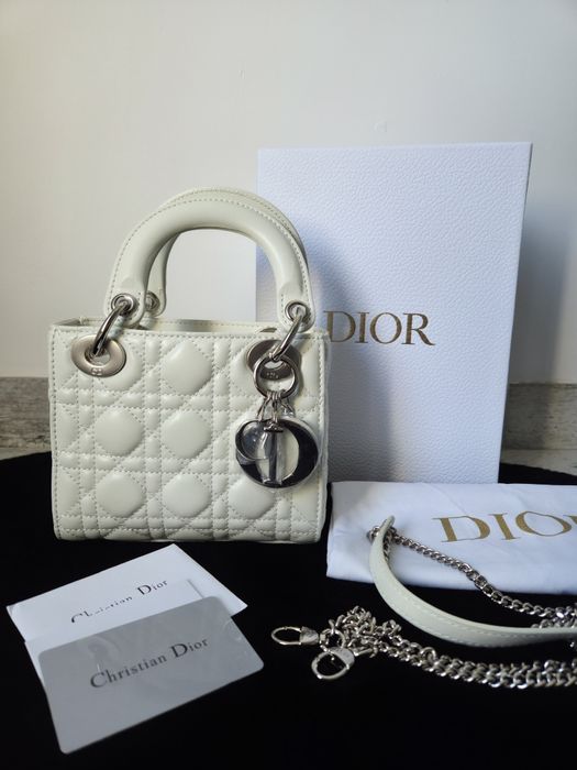 Lady Dior Mini White Silver Hardware