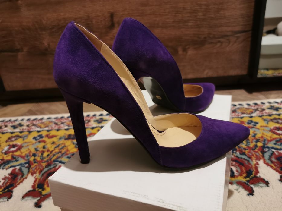 Pantofi piele intoarsa mov masura 37