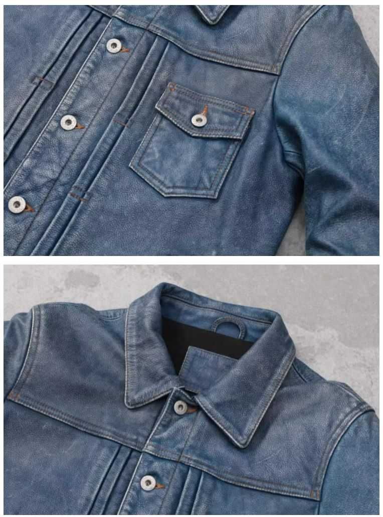 Куртка натуральная кожа стилизована  под джинсу.