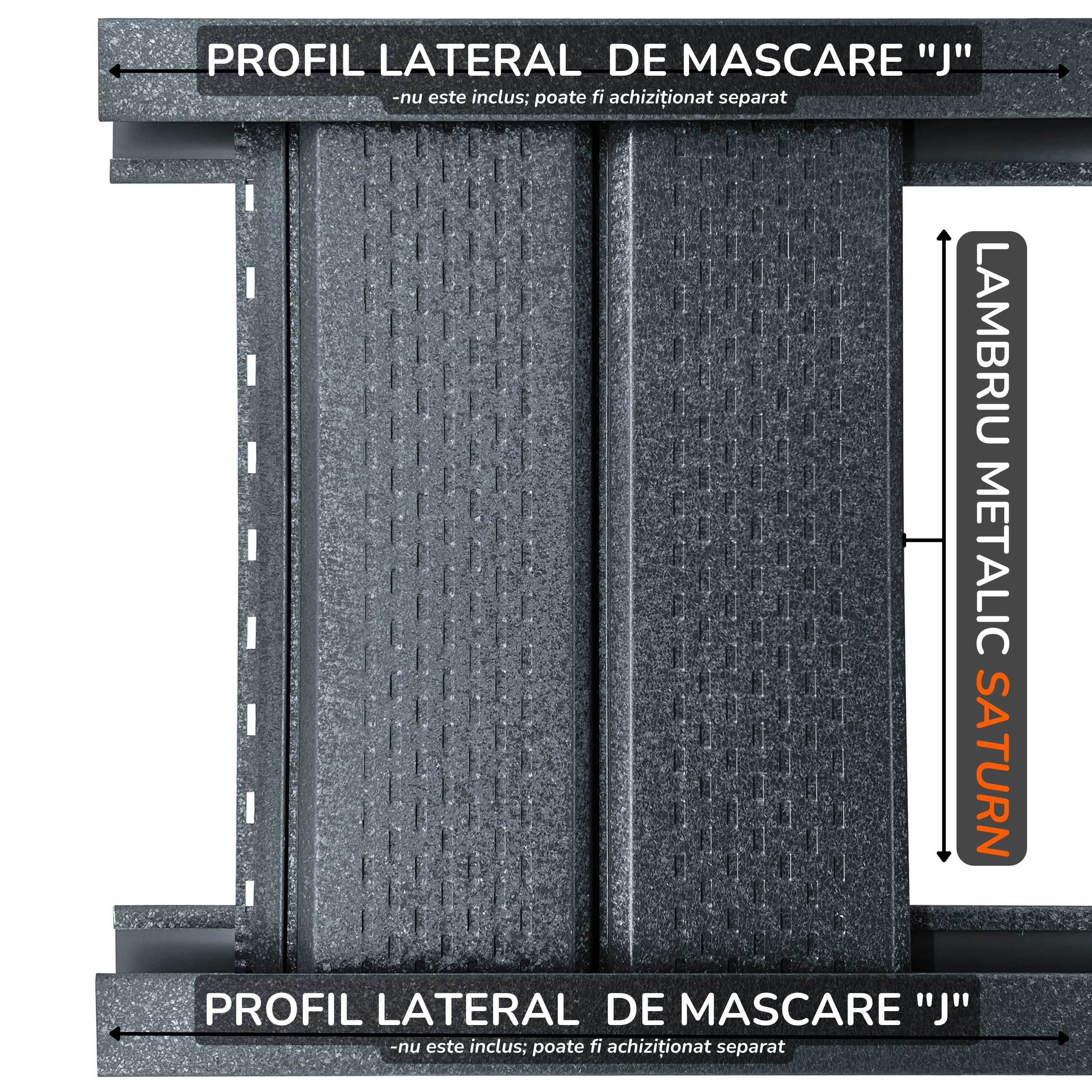 Lambriu metalic perforat Saturn Gri Ral 7024 Structurat 500x260x0.5