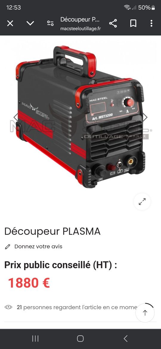Plasma mac steel mst3200  Aparat de tăiat metal