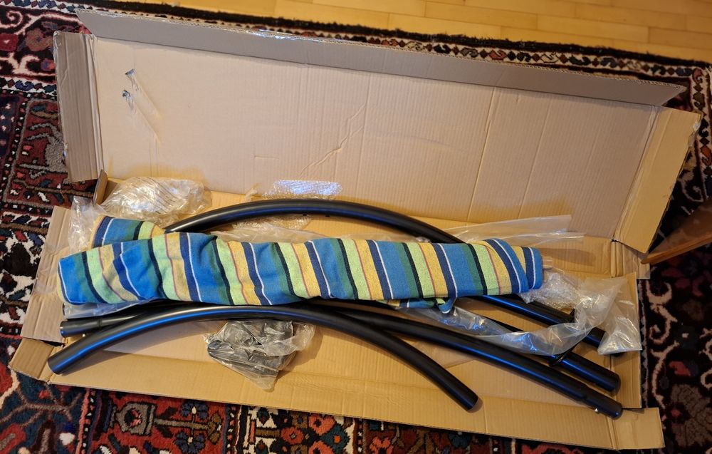 Hamac cu Cadru - Kring Bruxelles, negru/multicolor, 300 x 90 x 100 cm