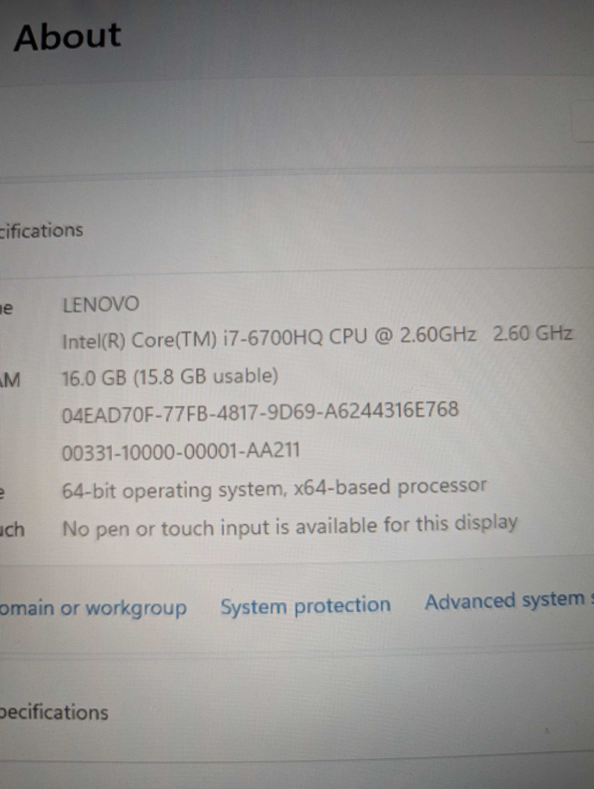Lenovo y700 16GB i7-6700 GTX 960m 4GB