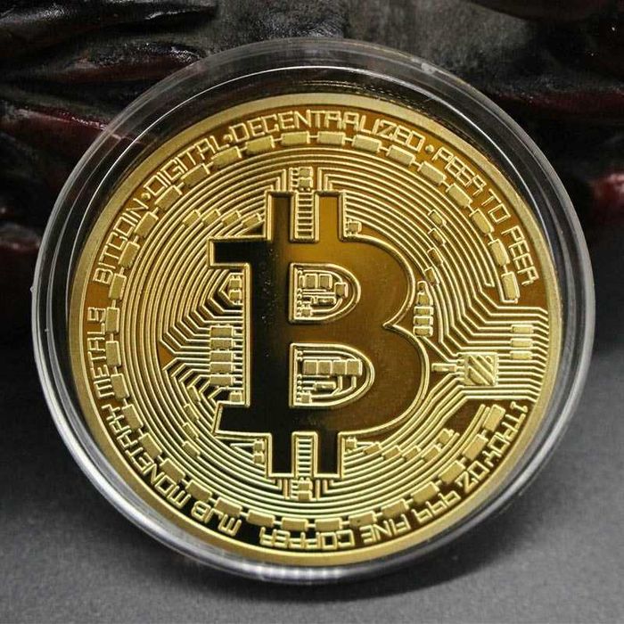 MONEDA BITCOIN de COLECTIE – suvenir/cadou criptomoneda aurie