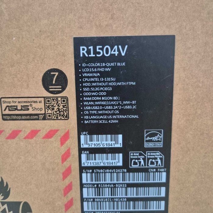 Laptop Asus VivoBook i3 - 1315U 8gb 512gb Factura Cutie Zeus 33531