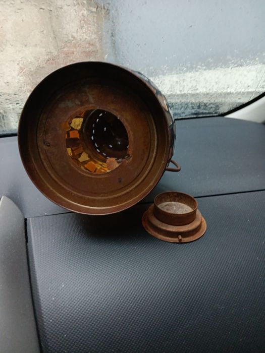 Стара витражна лампа месинг