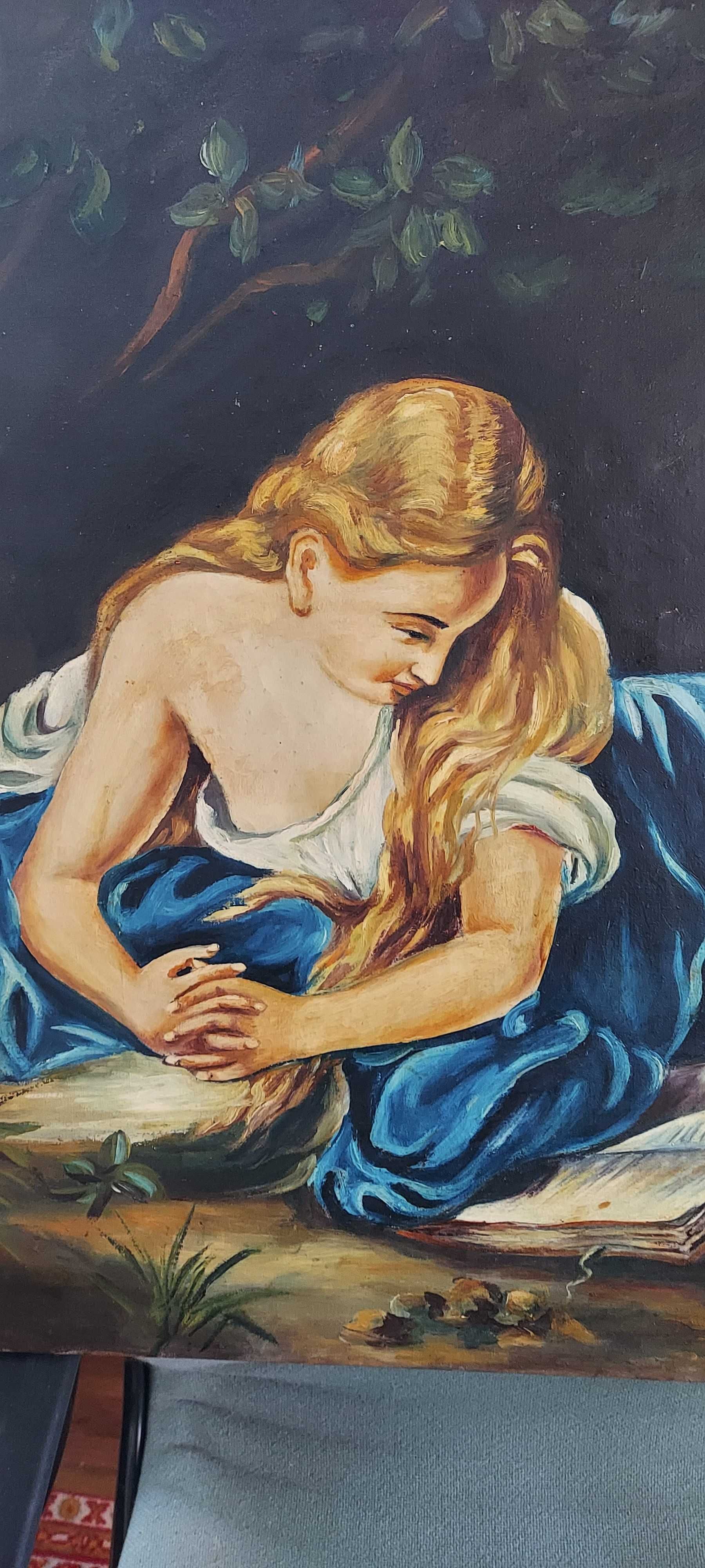 Tablou Maria Magdalena in penitenta ,pictat in ulei marime 90 x 58 cm