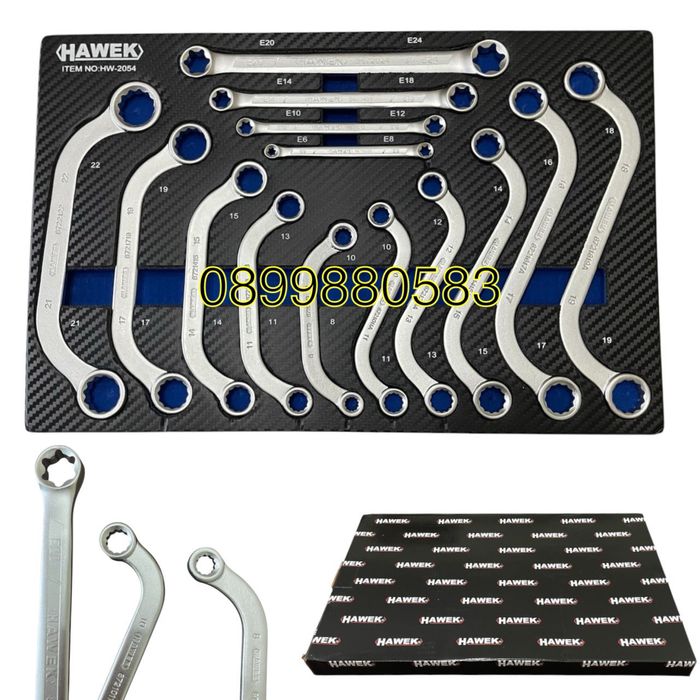 Специални ключове комплект S-образни,С-образни,Е-Torx,14части HAWEK