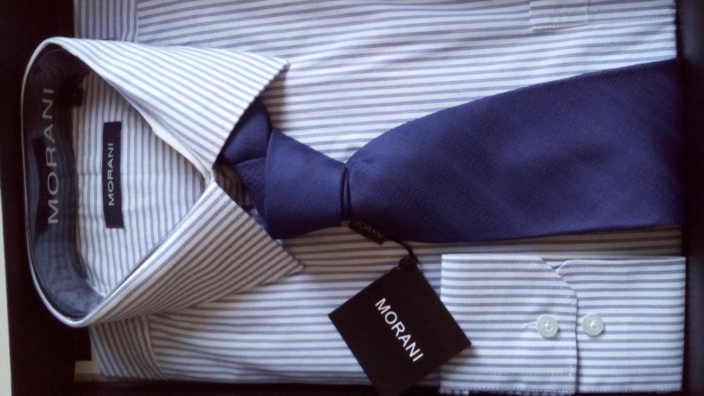 Set camasa - cravata nuante albastru bumbac calitate [absolut nou]