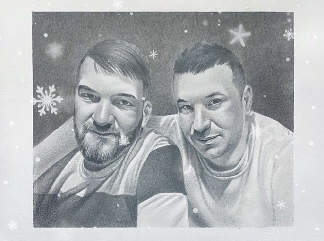 Portrete în creion personalizate Cadou Crăciun Secret Santa