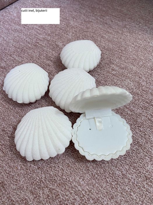 Lot cutie inel logodna bijuterii cercei model trandafir inima scoica