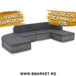 Set mobilier de gradina/terasa canapea/coltar 6 piese Gri Ratan NOU