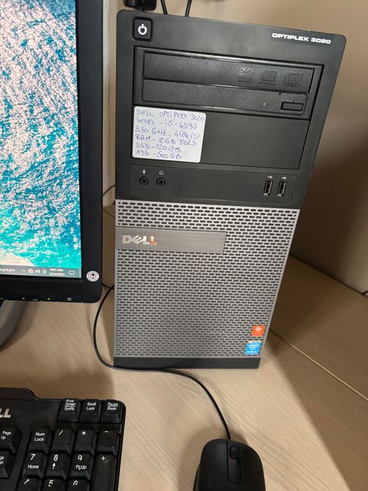 PC Desktop+Monitor Dell Optiplex 3020 i5-4590 3.3 GHz SSD-120GB+500GB