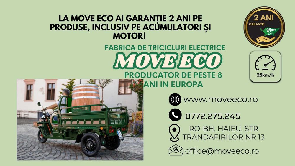 Triciclu electric 25KM/H cu 2Ani garantie inclusiv la Baterii si Motor