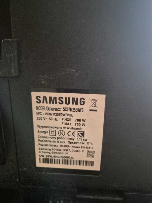 Прахосмукачка Samsung SC07M25E0WB