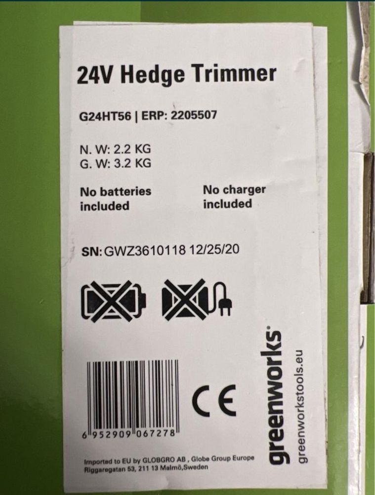 Trimmer Electric pentru Gard Viu Greenworks Hedge Trimmer Nou