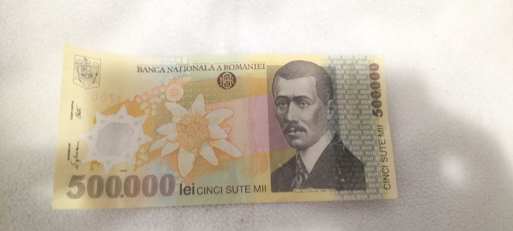 Bancnota de 500.000 lei cu seria A007 pentru colecționari, aproape nou