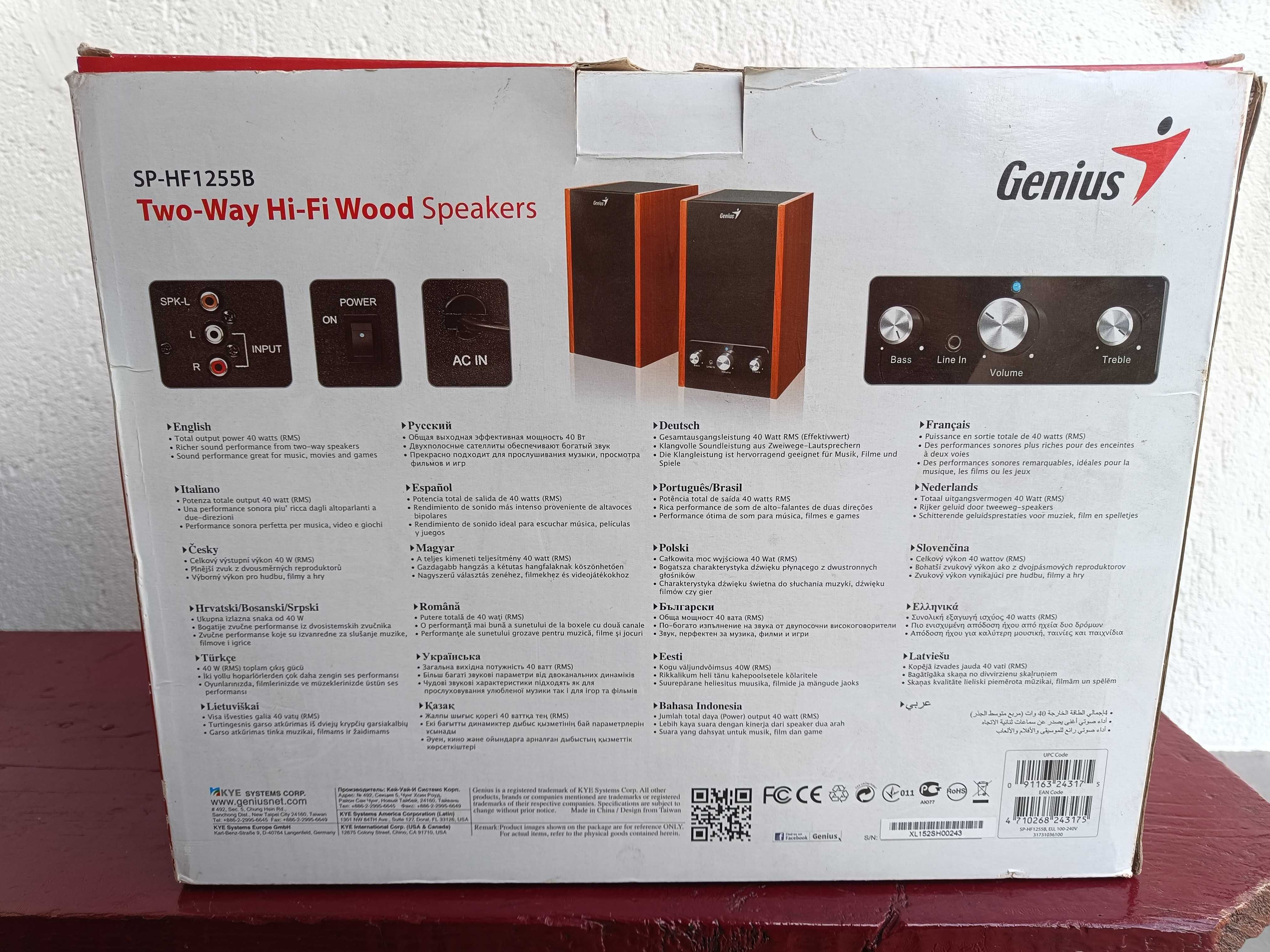 Boxe 2.0 Genius SP-HF1255B, 40W RMS, Wood