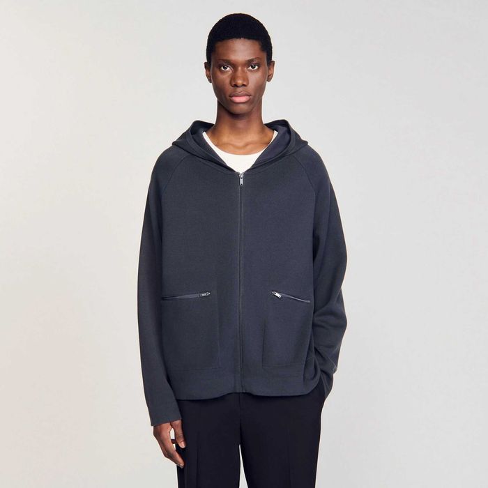 Sandro, Cardigan din tricot Milano cu glugă, Gri, M