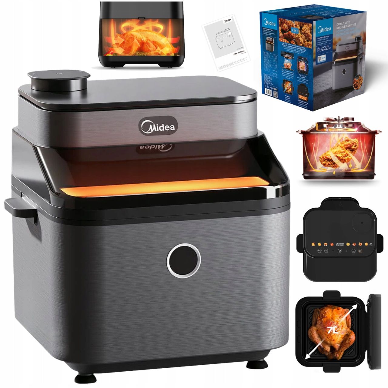 Еър Фрайър Midea DualTaste Air Fryer MF-CY75C2 – 7L капацитет
