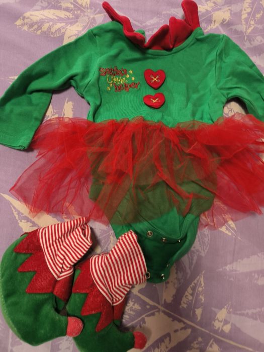 Коледни дрешки - рокли, боди, ромпър, ботушки, сукман 6-9, обувчици