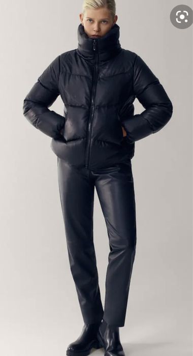 Geaca cu puf, Massimo Dutti, din piele naturala