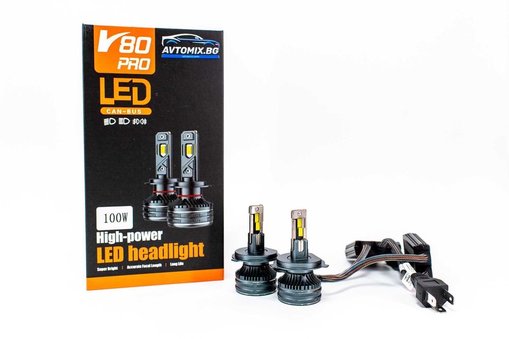 LED Крушки Н4 100w 10000LM,12-24v canbus 1 ГОДИНА ГАРАНЦИЯ