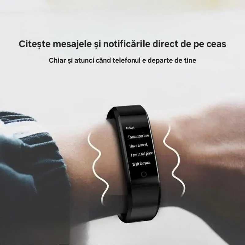 Smartwatch futurist. Multi-funcții: apel/mesaje/fitness/sănătate.Negru