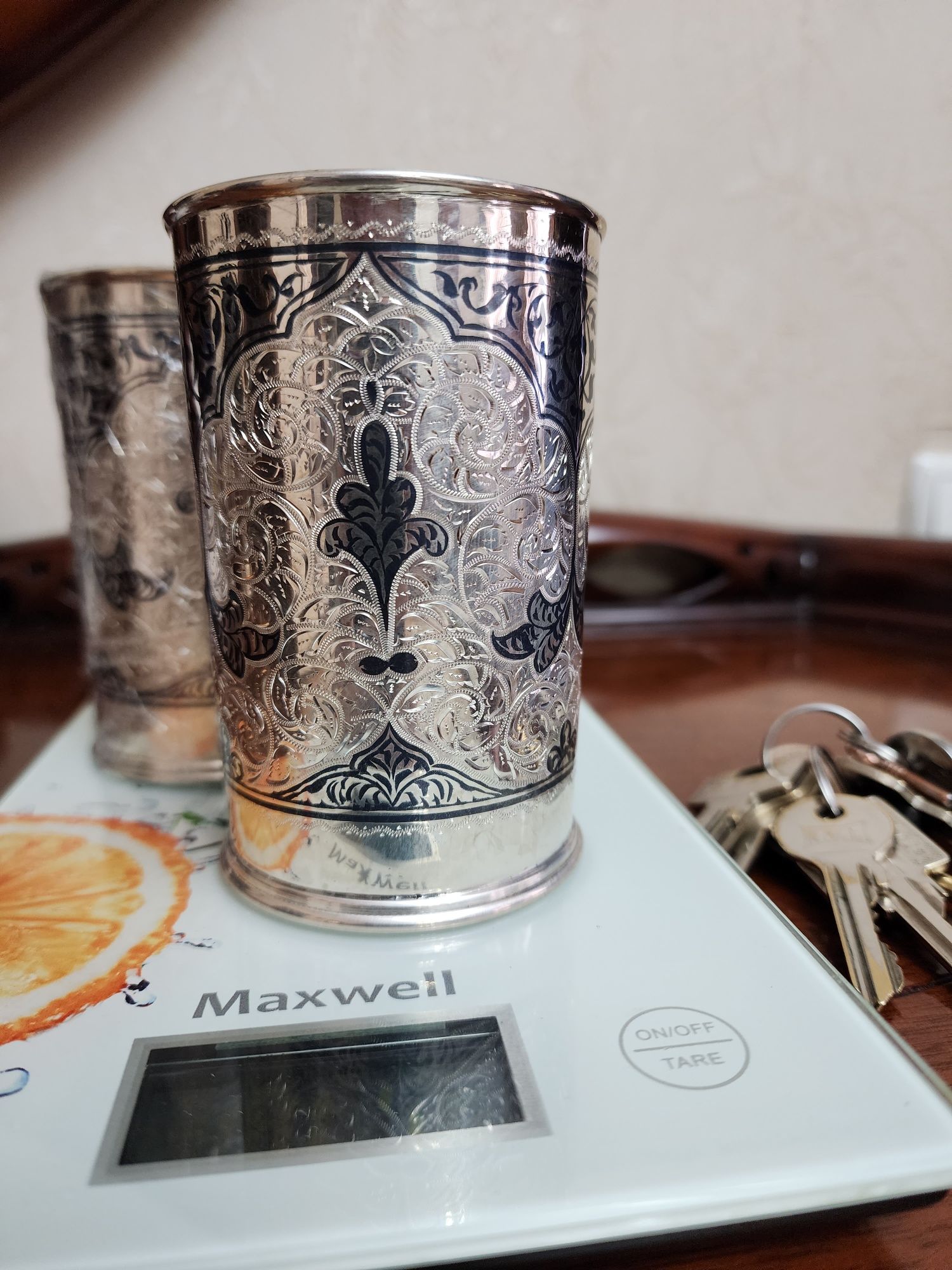 Серебряные  стаканы 875 проба 328 грамм 2шт