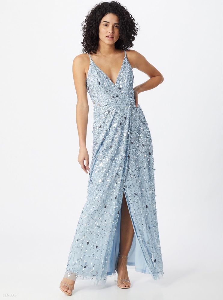 Rochie Blue paiete si Cristale crapata intr-o parte M