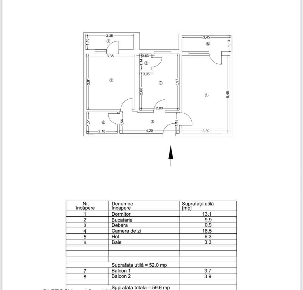 Apartament 2 camere decomandat zona Piata Noua