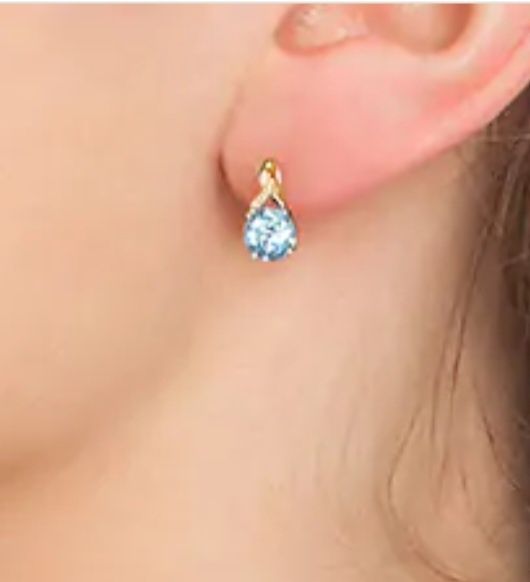 Set aur cu diamante si topaz sky blue