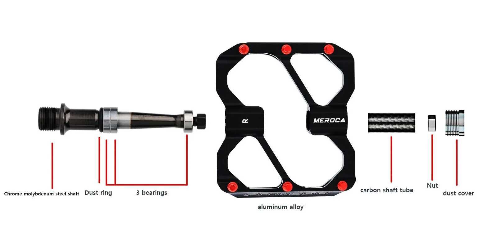 MEROCA pedale bicicleta 3 rulmenti Mtb aluminiu/carbon