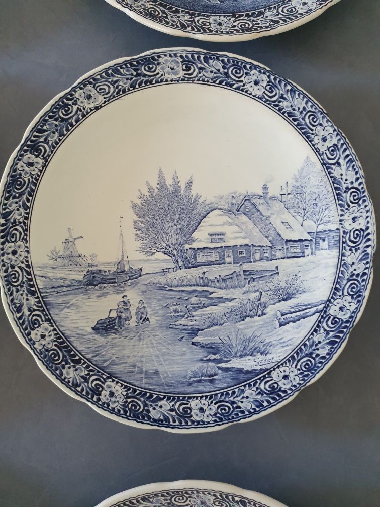 Голяма холандска порцеланова чиния Делфт / Delft