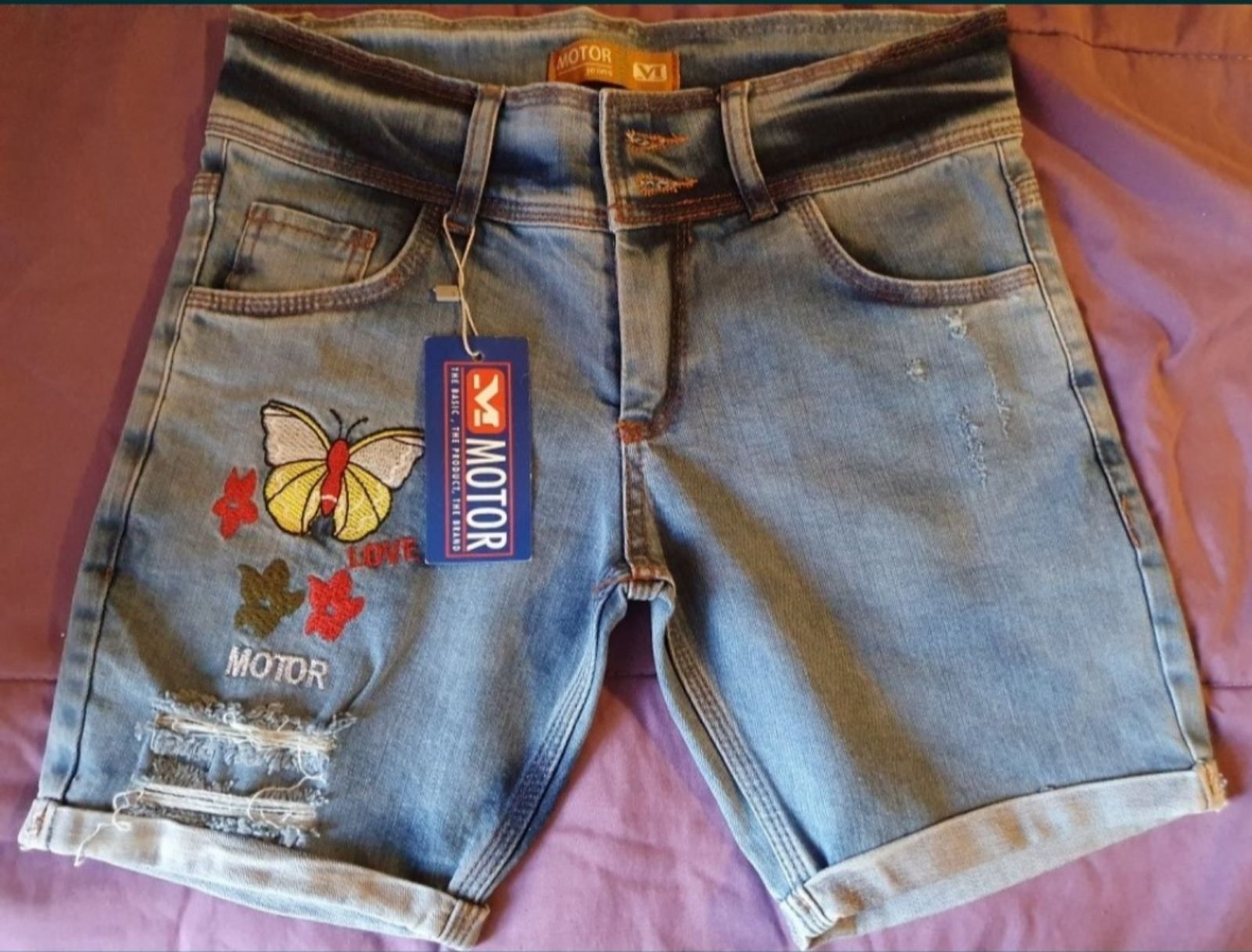 Два модела къси дънкови панталони Motor jeans