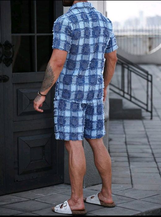 Нови мъжки летени екипи комплект камуфлажни цветове,син Л/Хл